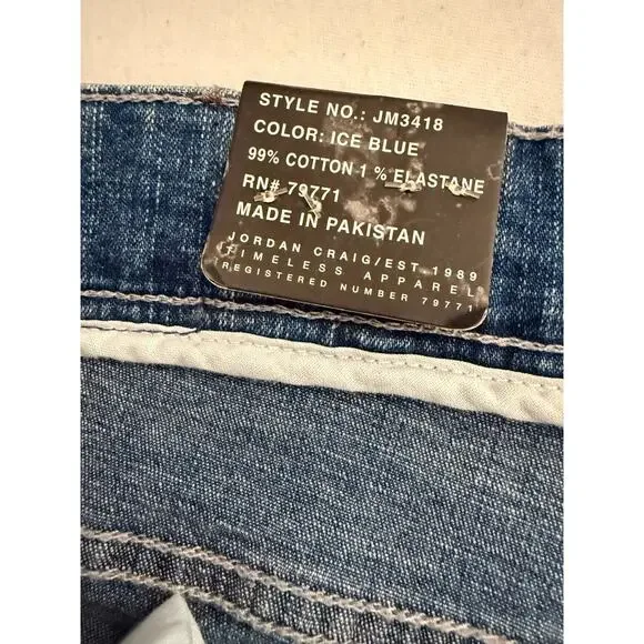 NWT Jordan Craig Sean JM3418 Ice Blue Cotton Denim Jeans Mens 40X32 Distressed - Picture 5 of 13